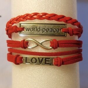 Vibrant Red Bracelet with Inspirational Charms.  7"-8.5". Bundle To Save